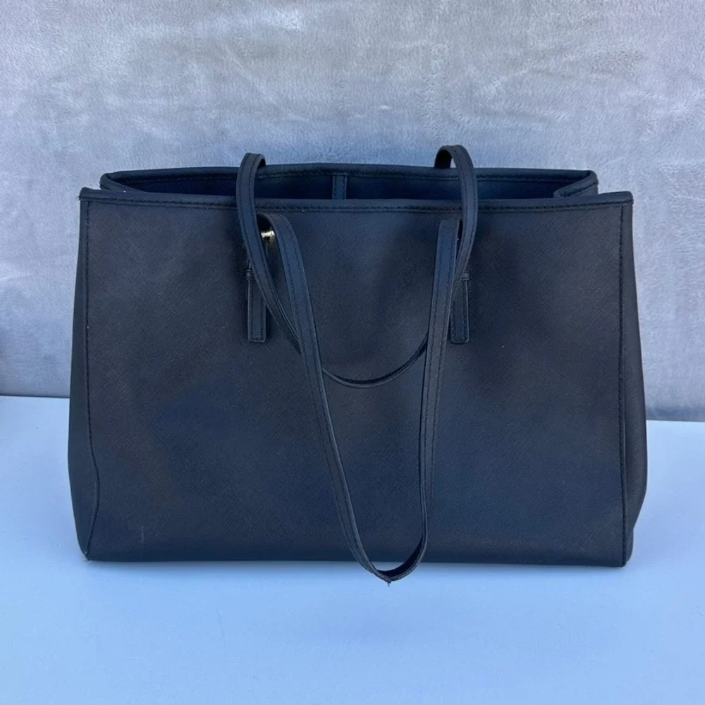 Michael Kors Jet Set Travel Tote Black Saffiano Leather Gold Hardware Bag